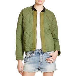 Free People Quilted Army Green Jacket - image 1